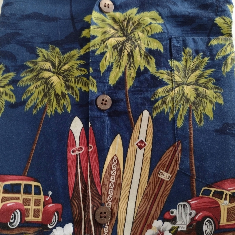 Hawaiian Reserve Cotton collection sz Large LG L button shirt. VTG. Mad… - Picture 10 of 11